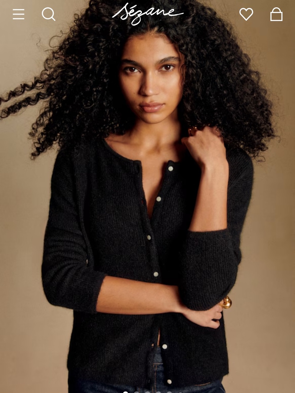 Sezane Gaspard Black Button-Front Women's Sweater Cardigan - Picture 8 of 13